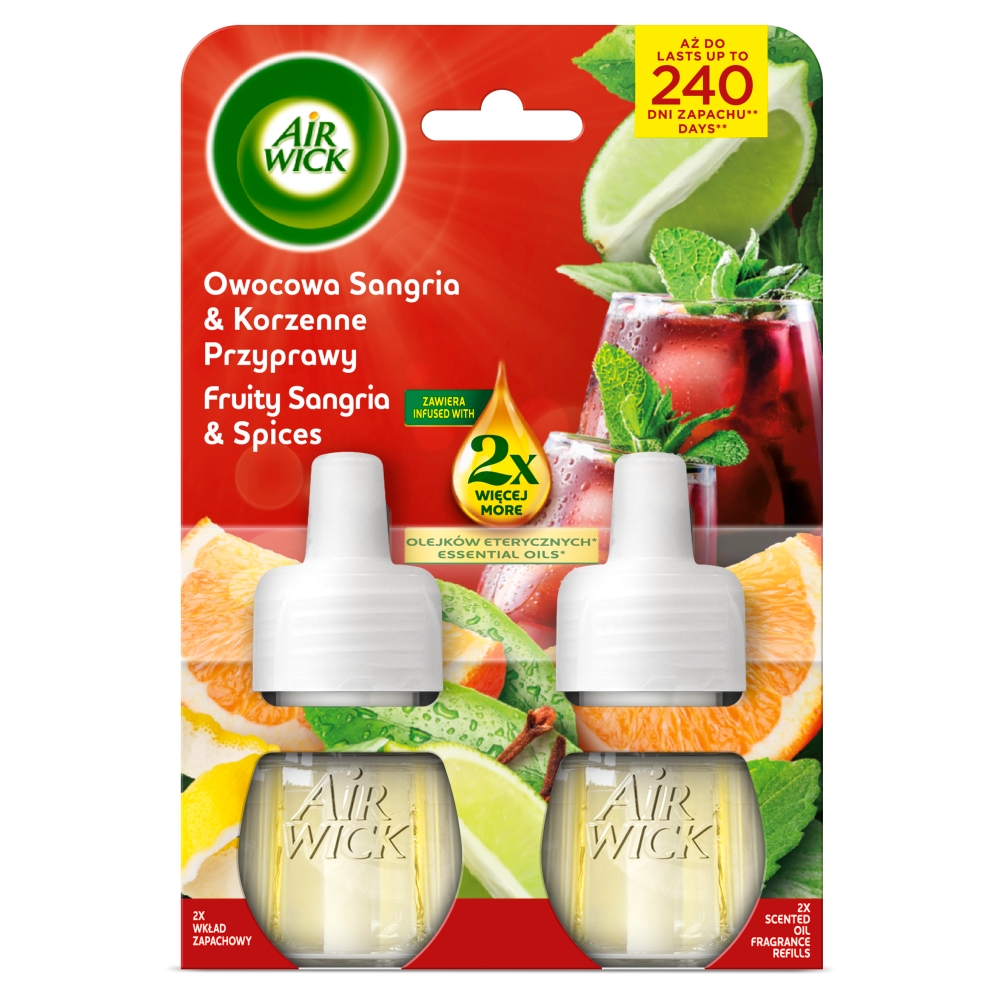 Air Wick Elektryczny Owocowa Sangria & Korzenne Przyprawy/Fruity Sangria & Spices, Duopack 2x19 ml