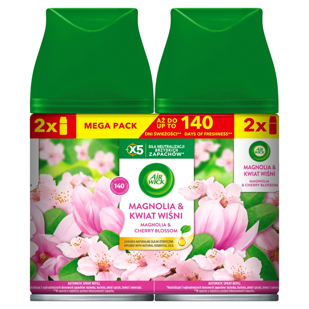 Air Wick Freshmatic Magnolia i Kwitnąca Wiśnia/Magnolia & Cherry Blossom, Wkład megapack 2x250 ml