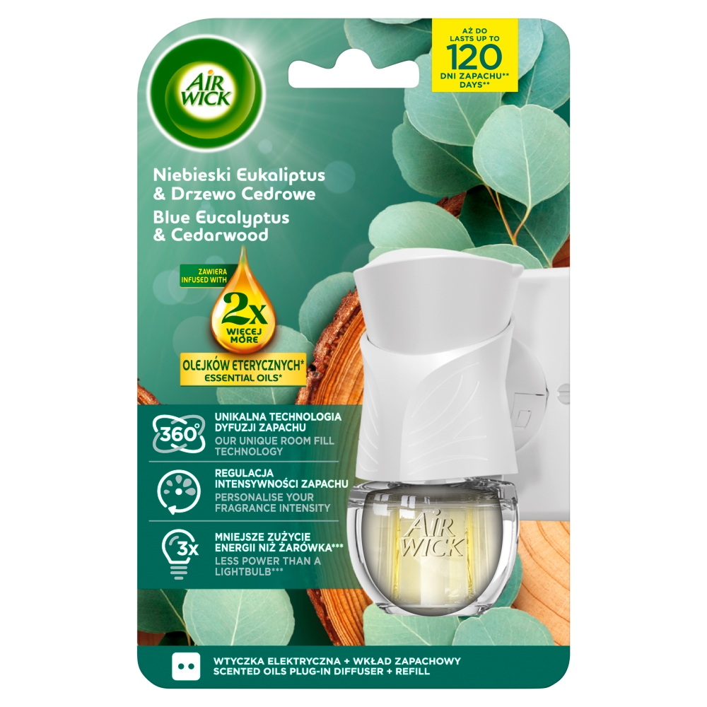 Air Wick Elektryczny Niebieski Eukaliptus&Drzewo Cedrowe/Blue Eucalyptus&Cedarwood, Komplet