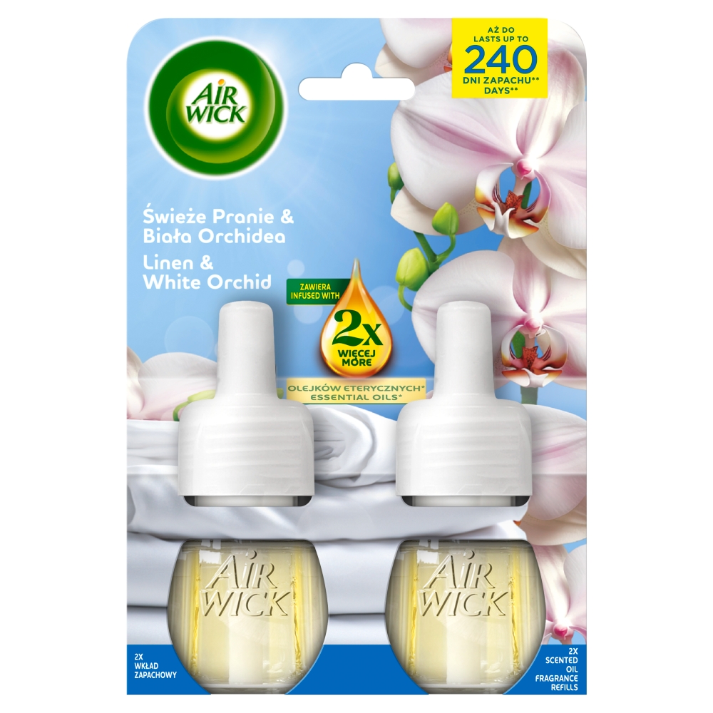Air Wick Elektryczny Świeże Pranie & Biała Orchidea/Linen & White Orchid, Duopack 2x19 ml