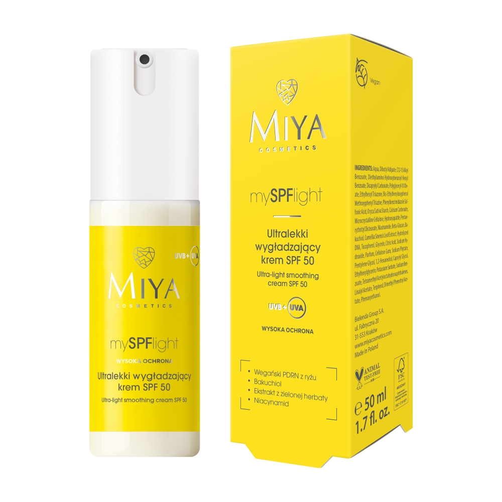 Miya mySPFlight Ultralekki wygładzający krem z wegańskim PDRN, SPF50