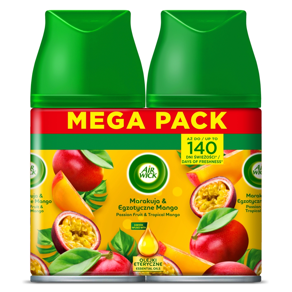 Air Wick Freshmatic Marakuja & Egzotyczne Mango/Passion Fruit & Tropical Mango, Megapack 2x250 ml