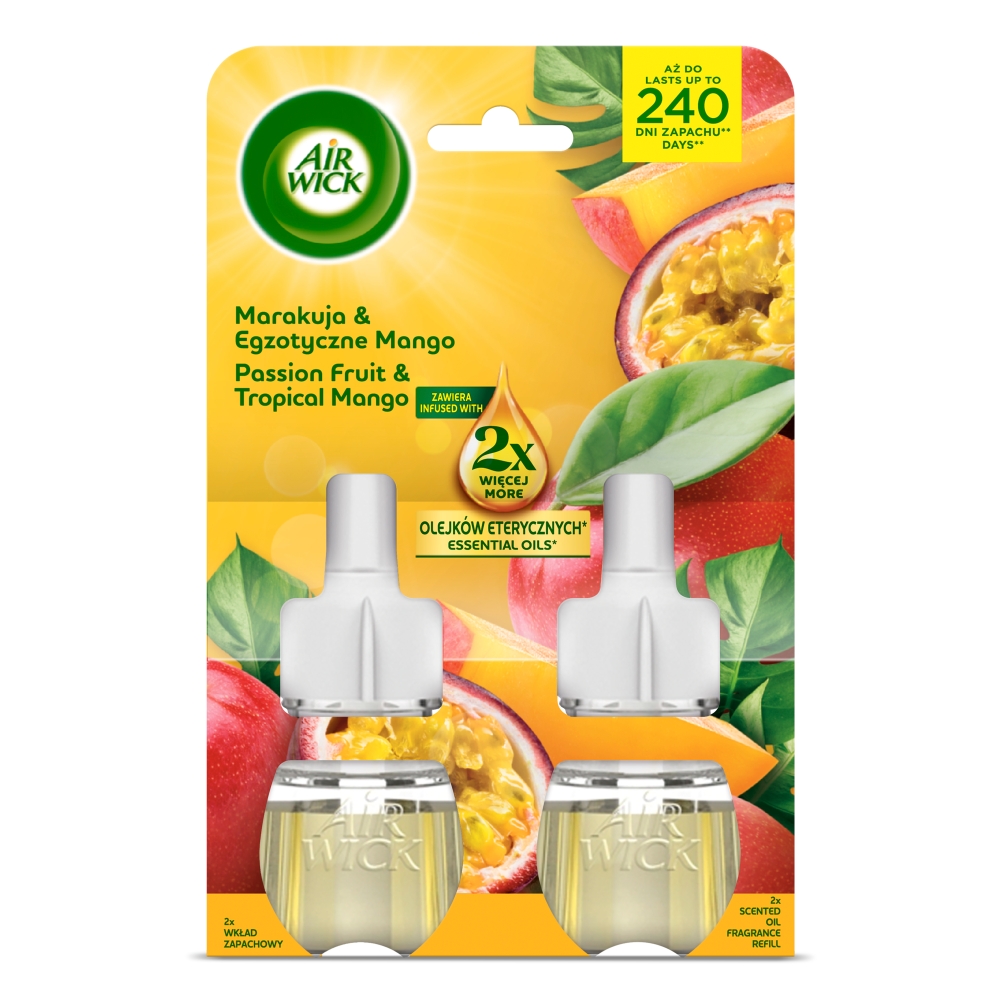 Air Wick Elektryczny Marakuja & Egzotyczne Mango/Passion Fruit & Tropical Mango, Duopack 2x19 ml 