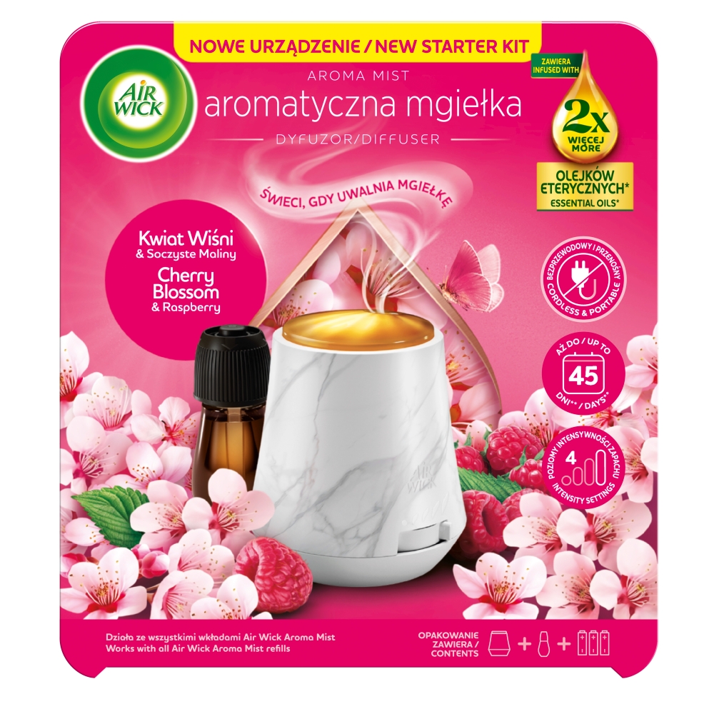Air Wick Aromatyczna Mgiełka Kwiat Wiśni & Soczyste Maliny/Cherry Blossom & Raspberry, Komplet