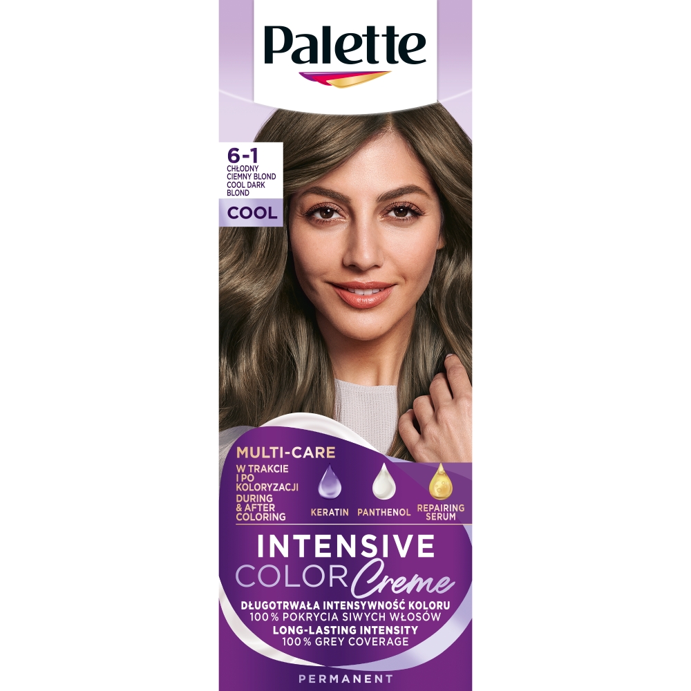 Palette Intensive Color Creme Farba do włosów, 6-1 Popielaty, Ciemny Blond