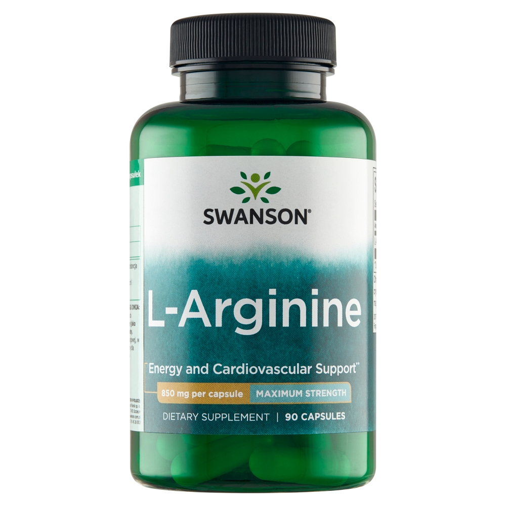 Swanson L-arginina Forte 850 mg, 90 Kapsułek