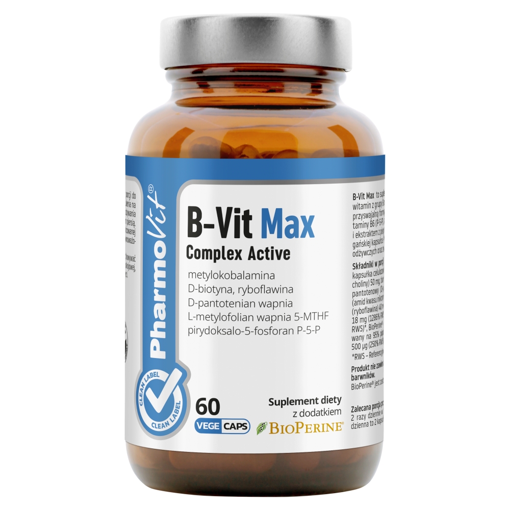 PharmoVit Clean Label B-Vit Max Complex Active Kapsułki