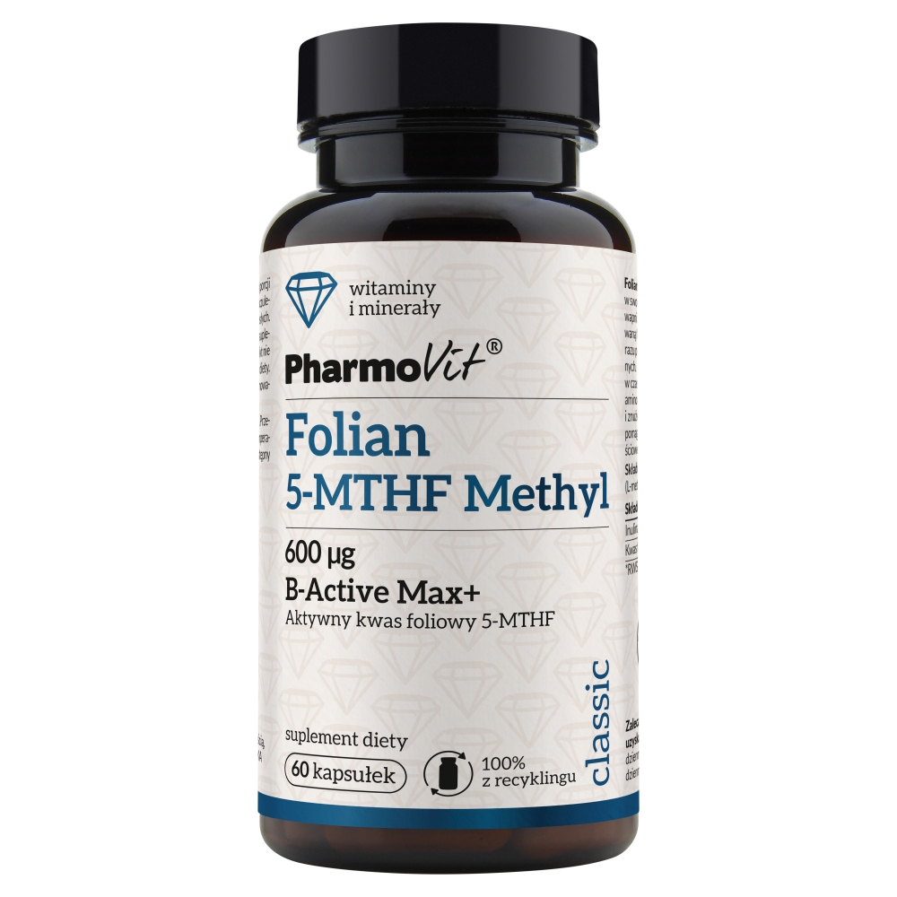PharmoVit Classic Folian 5-MTHF Methyl 600 mcg B-Active Max+ Kapsułki