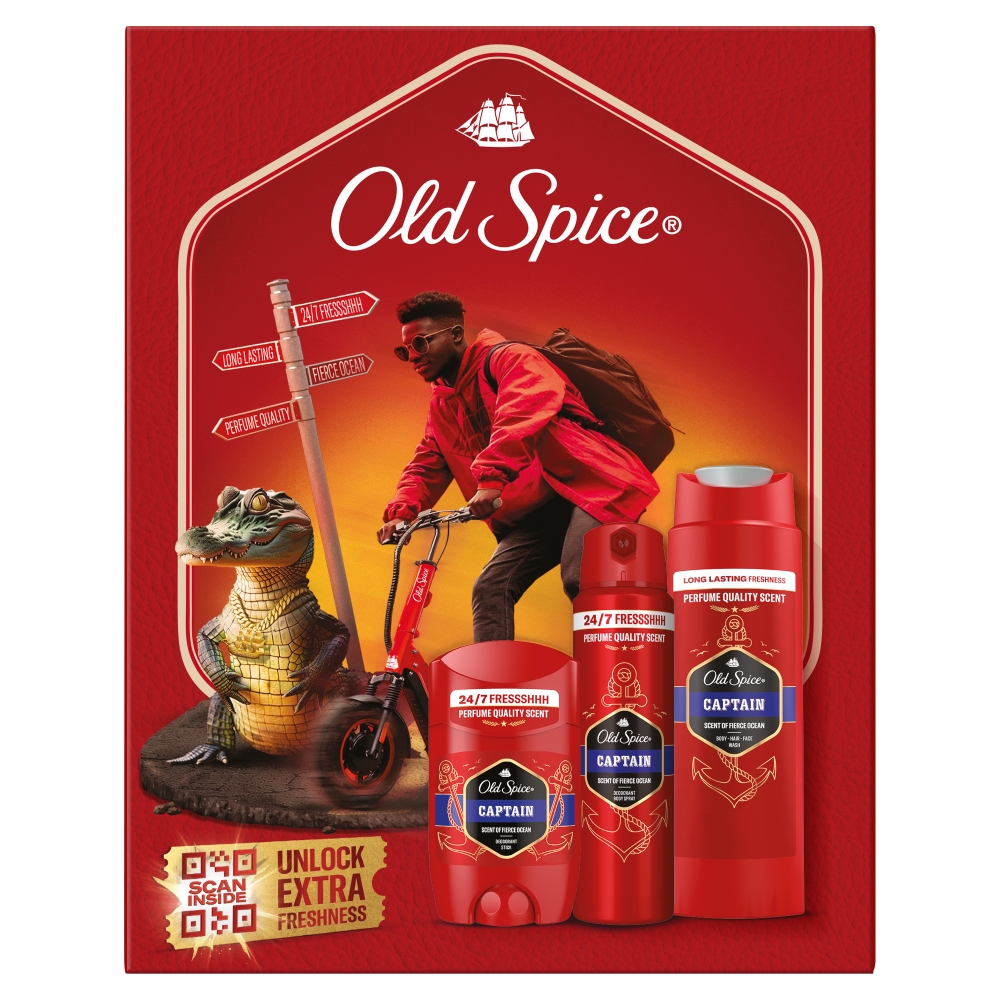 Old Spice Zestaw Urban Traveler Captain: Deo stick 50 ml + Deo spray 150 ml + Żel pod prysznic