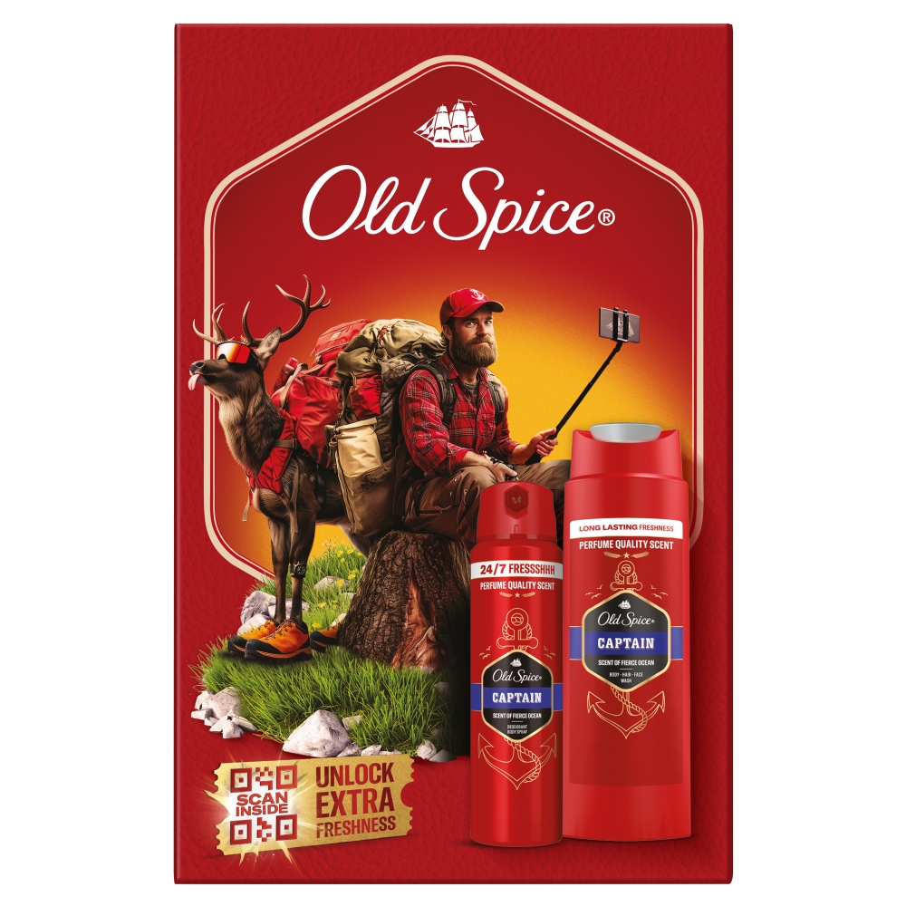 Old Spice Zestaw Outdoor Explorer Captain: Spray 150 ml + Żel pod prysznic 250 ml