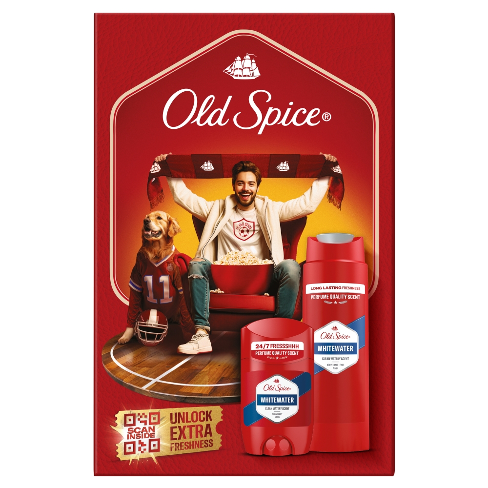 Old Spice Zestaw Sport Fan Whitewater: Deo stick 50 ml + Żel pod prysznic 250 ml