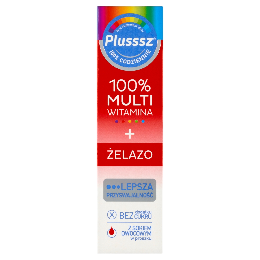 Plusssz 100% Multiwitamina + Żelazo, Tabletki musujące