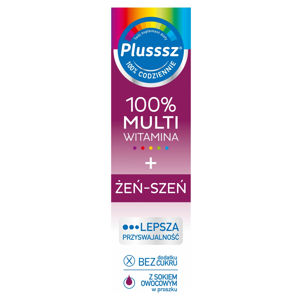Plusssz 100% Multiwitamina + Żeń-Szeń, Tabletki musujące