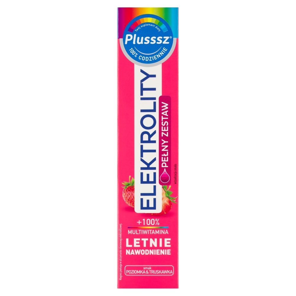 Plusssz Elektrolity + 100% Multiwitamina Poziomka & Truskawka Tabletki musujące