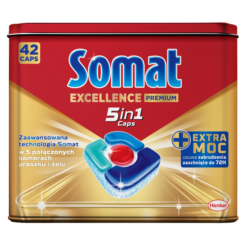 Somat Tabletki Do Zmywarki Excellence 5in1, 42 Kapsułi + Puszka
