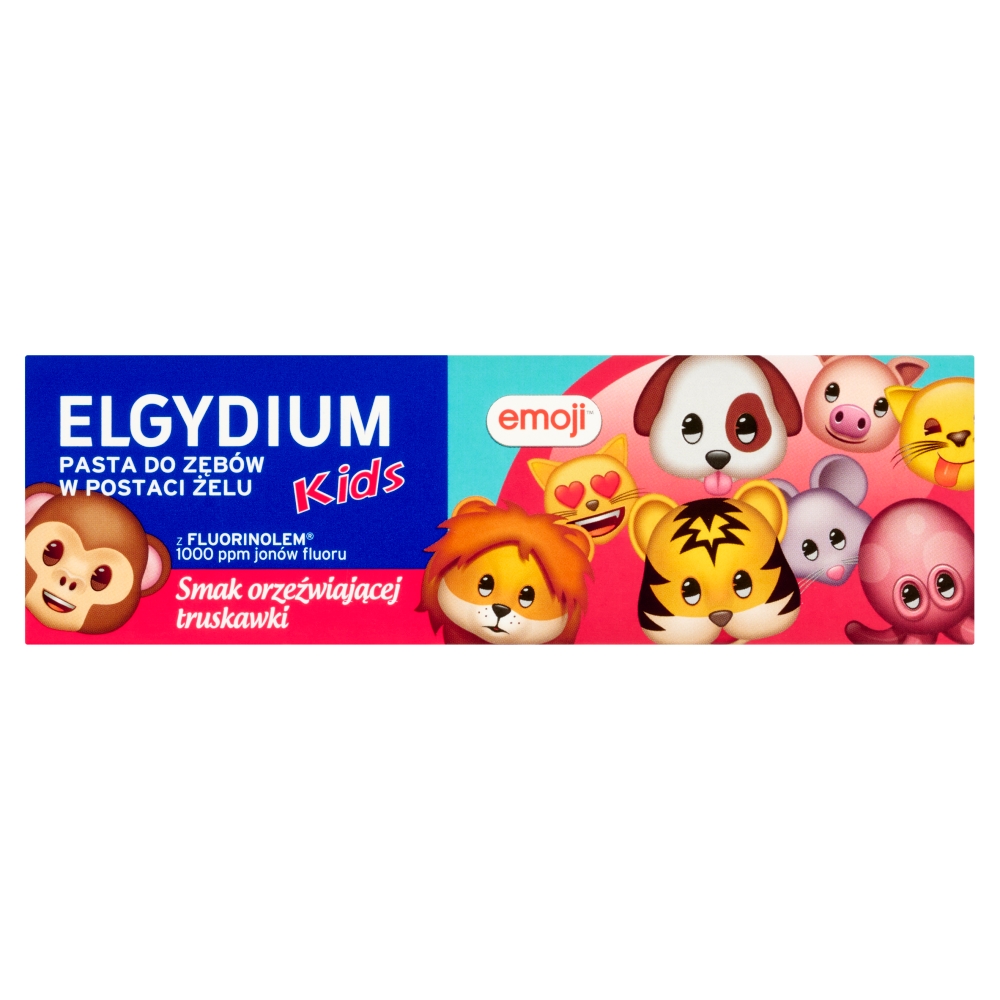 Elgydium Emoji Kids Pasta do zębów dla dzieci o smaku orzeźwiającająca truskawka 3-6 lat