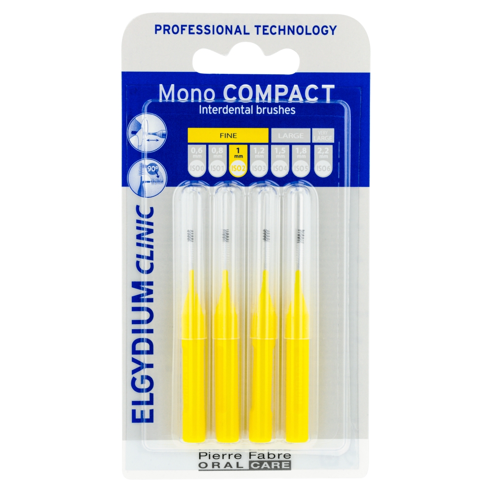 Elgydium Clinic Mono Compact Szczoteczka do przestrzeni międzyzębowej 1 mm, 4 sztuki