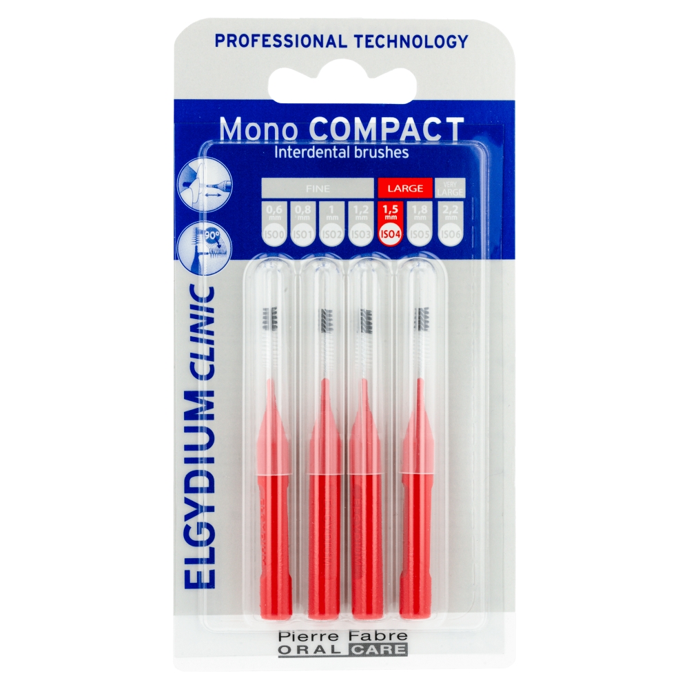 Elgydium Clinic Mono Compact Szczoteczka do przestrzeni międzyzębowej 1,5 mm, 4 sztuki