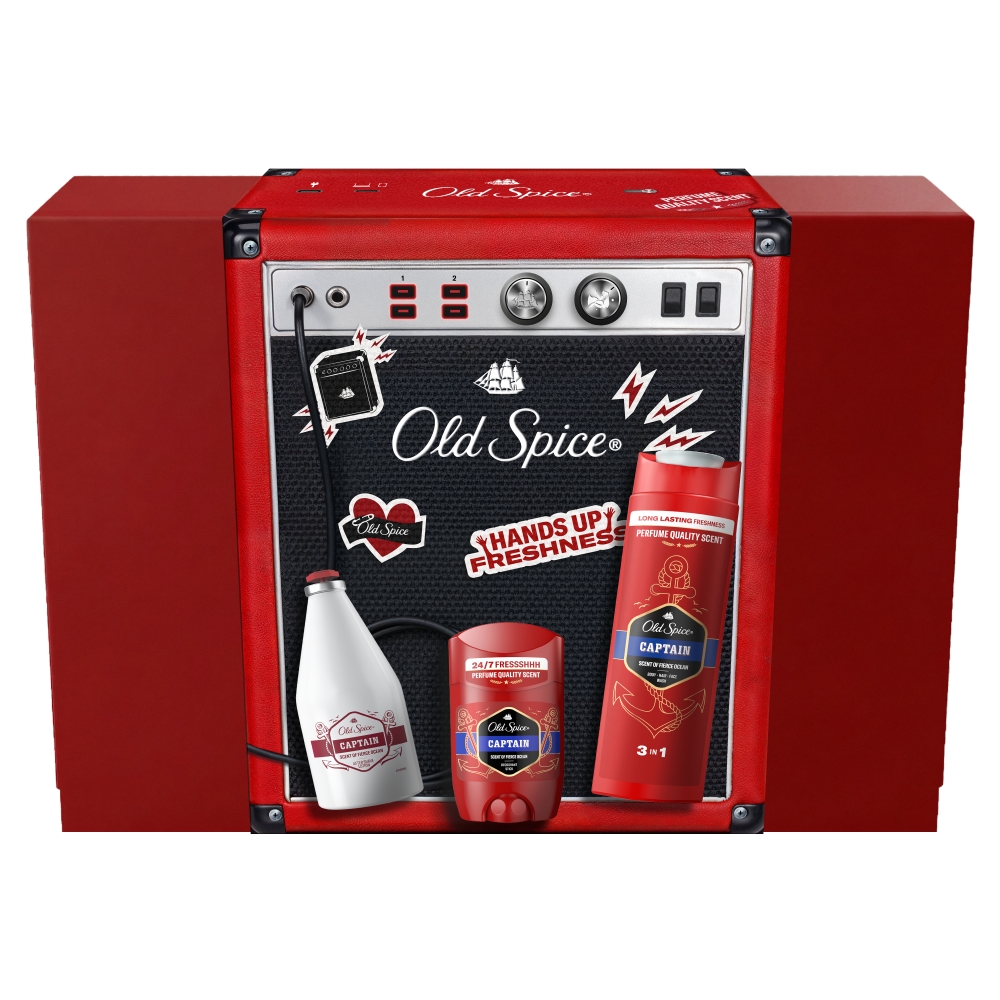 Old Spice Zestaw Box Music Captain: Deo stick 50 ml + Woda 100 ml + Żel pod prysznic 250 ml