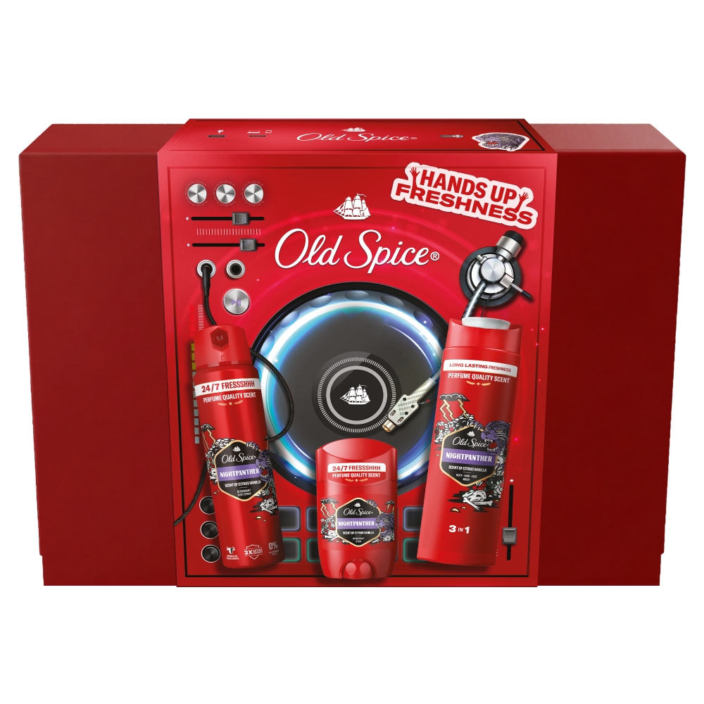 Old Spice Zestaw Gamebox Nightpanther: Deo stick 50 ml + Deo spray 150 ml + Żel pod prysznic