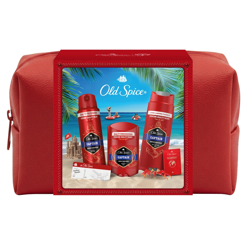 Old Spice Zestaw Traveler Bag Captain: Deo stick 50 ml + Deo spray 150 ml + Żel pod prysznic