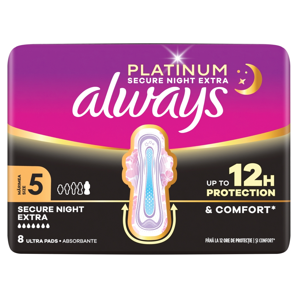 Always Ultra Platinum Night Duo Podpaski ze skrzydełkami, 8 szt.