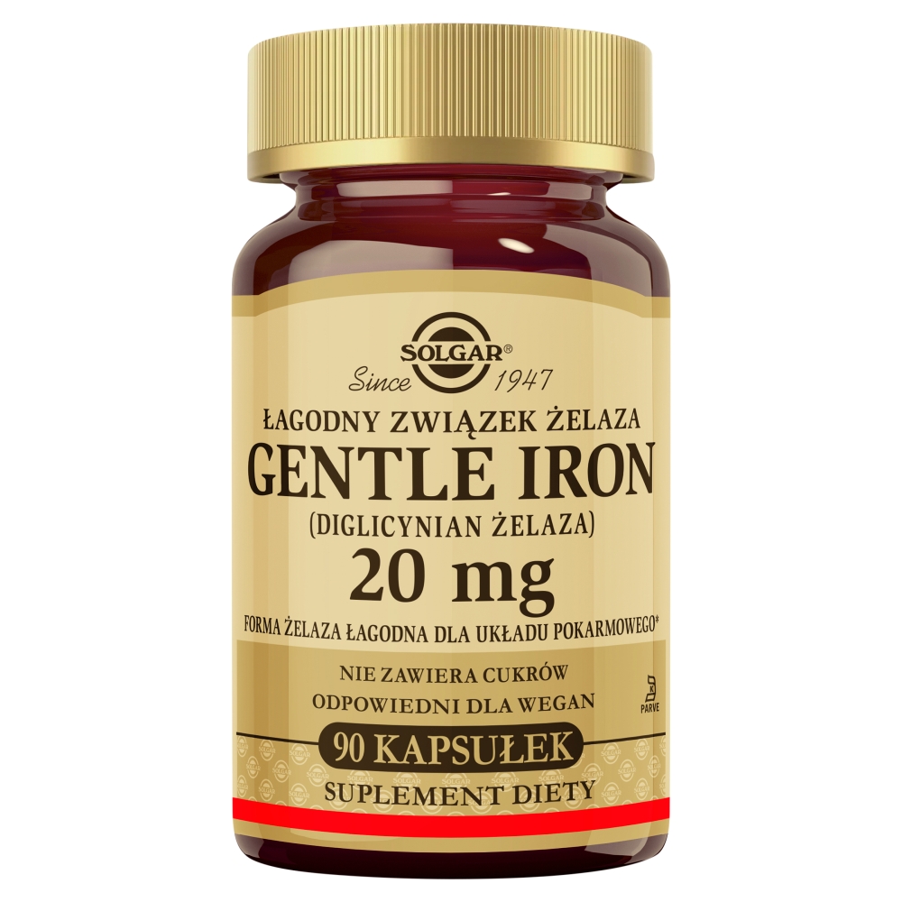 Solgar Gentle Iron diglicynian żelaza 20 mg kapsułki