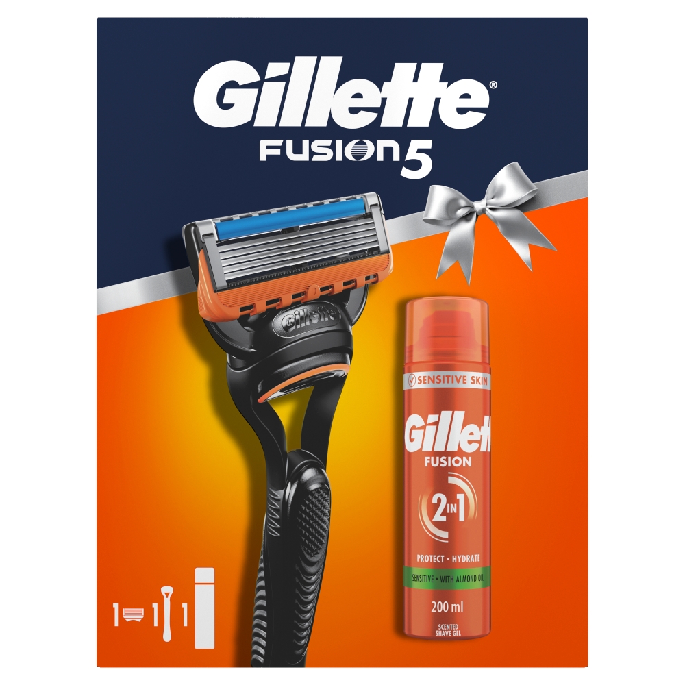 Gillette Zestaw Fusion (Maszynka Fusion5 H+1 + żel do golenia Sensitive 200 ml)