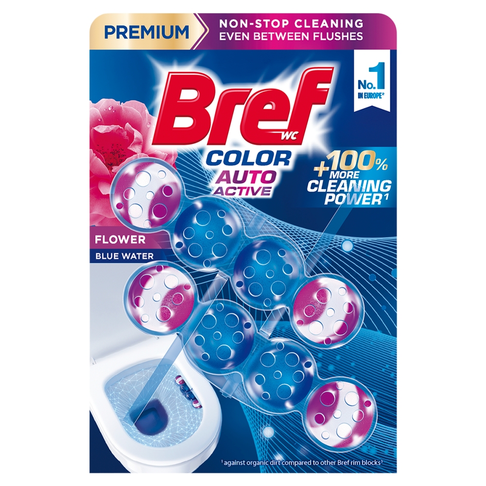 Bref Color Auto Active Flower Zawieszka myjąco-zapachowa do WC, 2x50 g