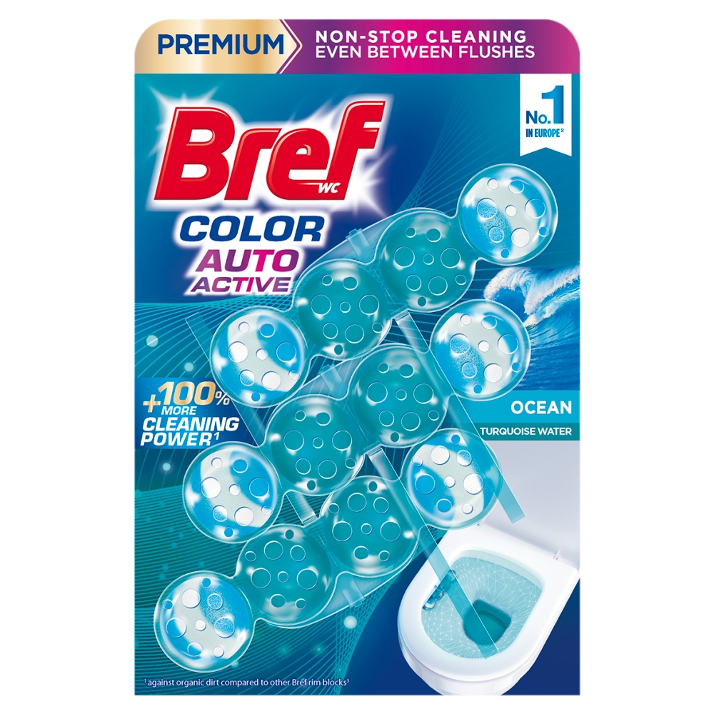 Bref WC Color Auto Active Ocean Zawieszka myjąco-zapachowa do muszli WC 3 x 50 g