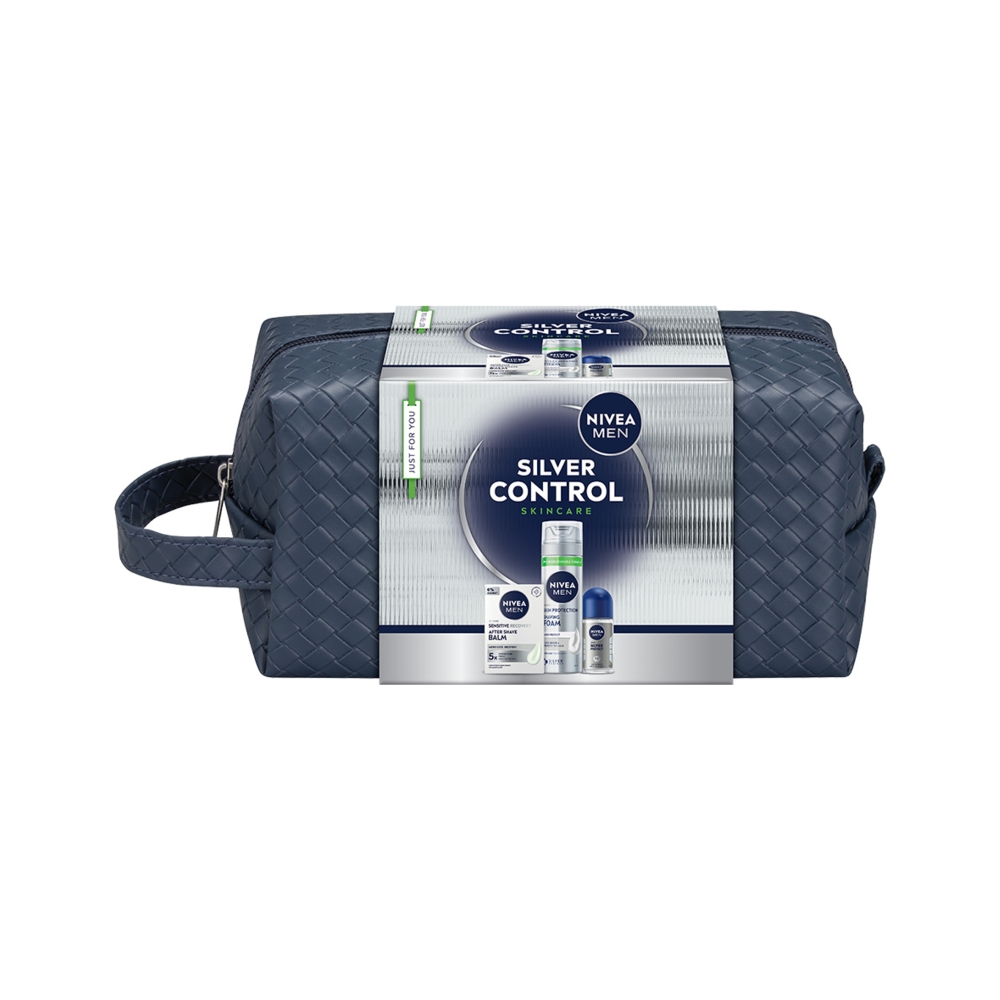 Nivea Zestaw Silver Control: Balsam po goleniu 100 ml + Roll-on 50 ml + Pianka do golenia 200 ml