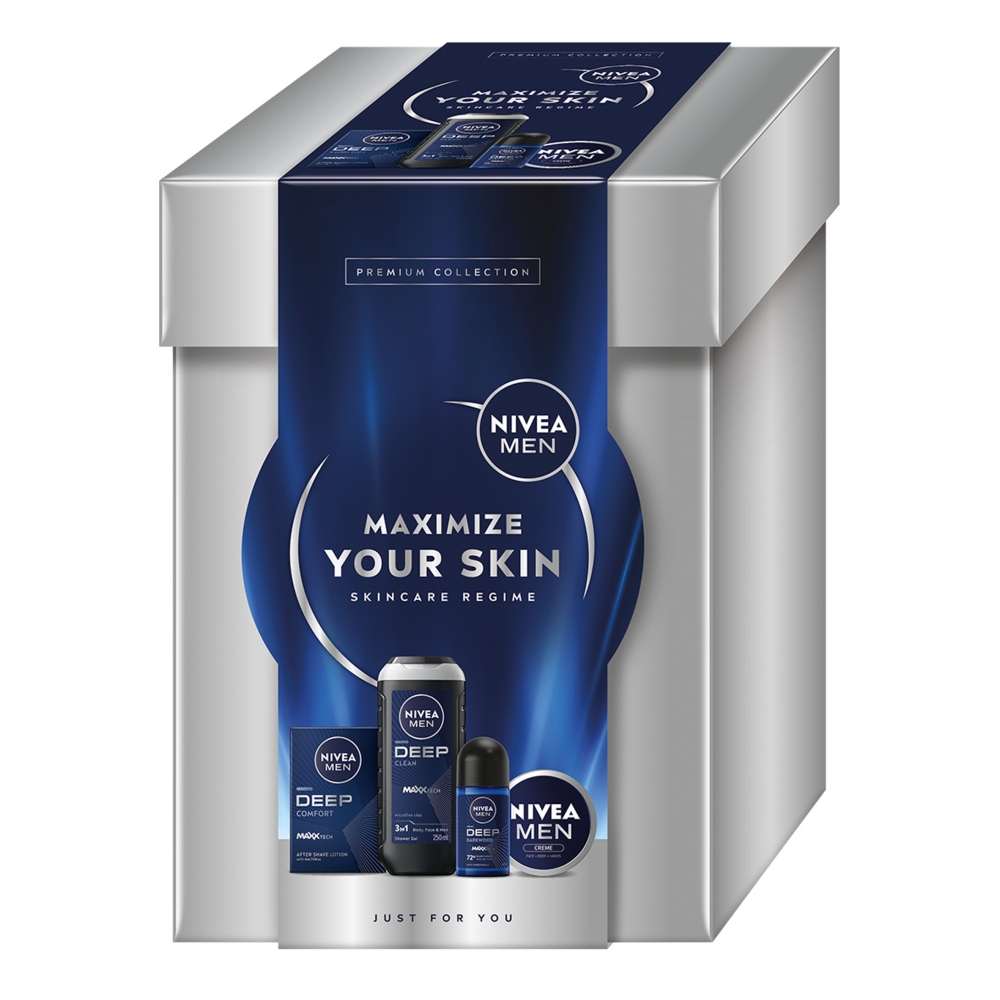 Nivea Zestaw Maximize Your Skin: Woda Kolońska 100 ml + Krem uniwersalny 75 ml + Antyperspirant + Żel pod prysznic