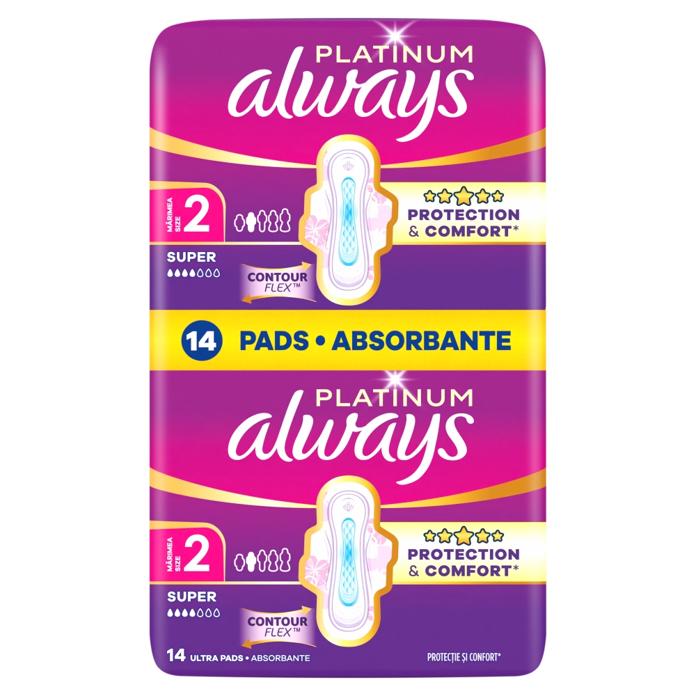 Always Podpaski Platinum Ultra Super Plus Duo, 2x7 szt.