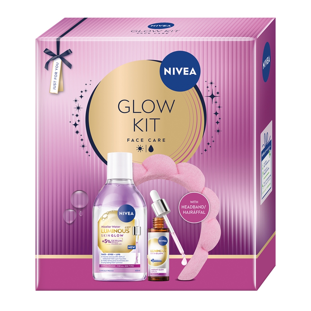 Nivea Zestaw: Luminous630 Skin Glow Serum do twarzy 30ml + Luminous Glow Płyn micelarny + Opaska do włosów