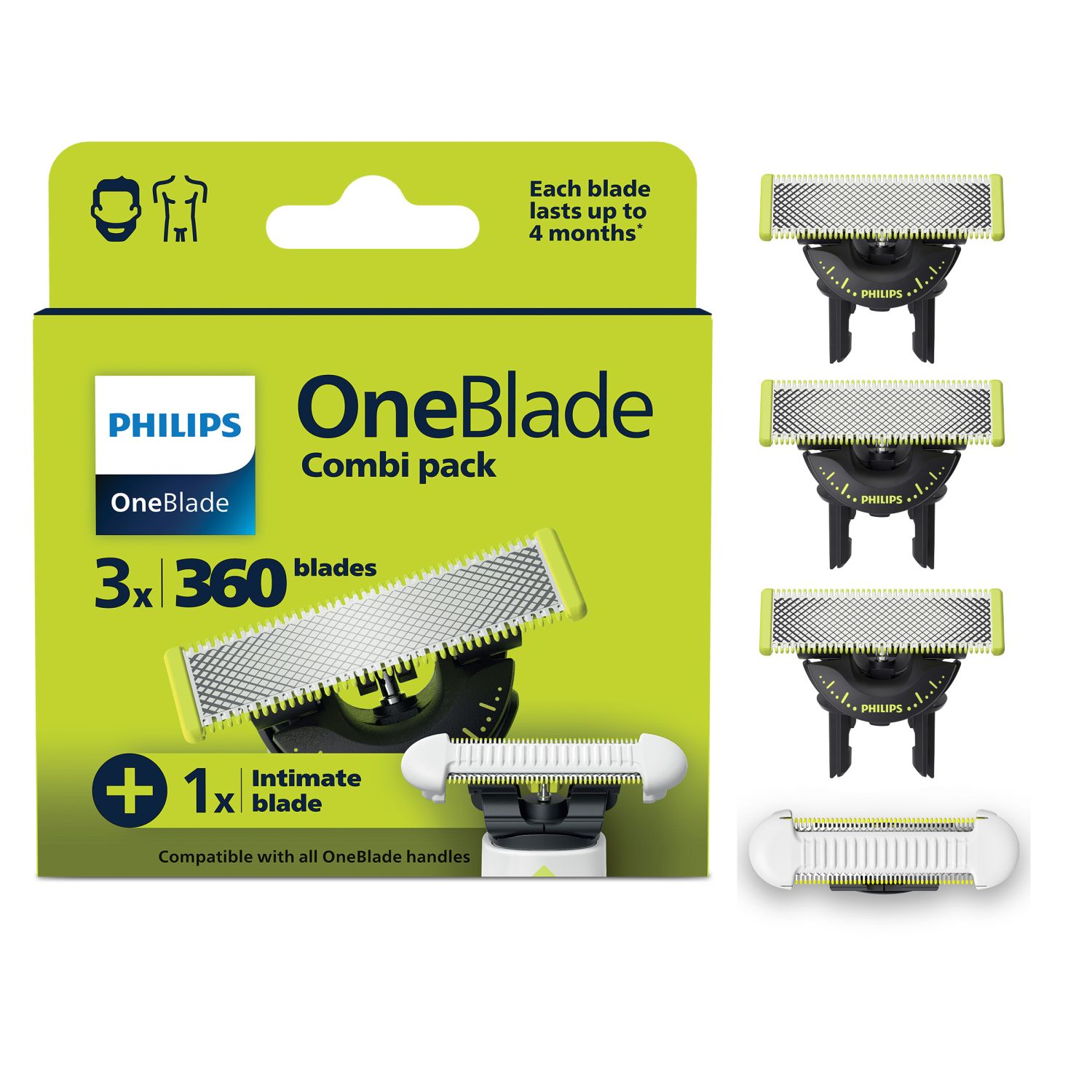 Philips One Blade QP949/50 Wymienne ostrza do golarki 360 3 szt. + otrze Intimate