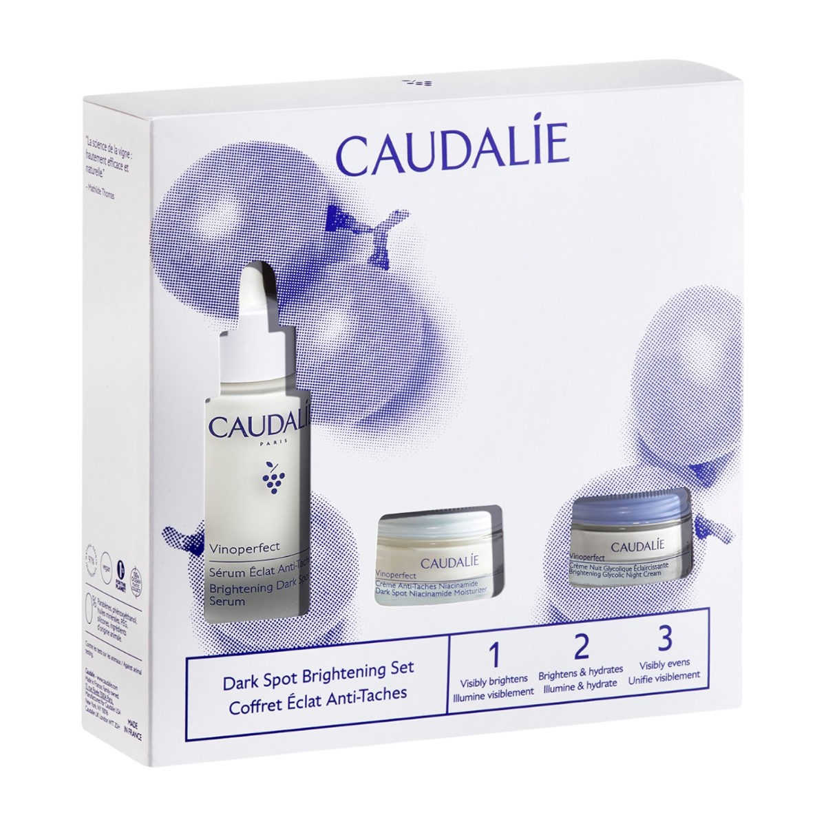 Caudalie Vinoperfect Spring Zestaw: serum na przebarwienia + krem dzienny na przebarwienia + krem nocny na przebarwienia 