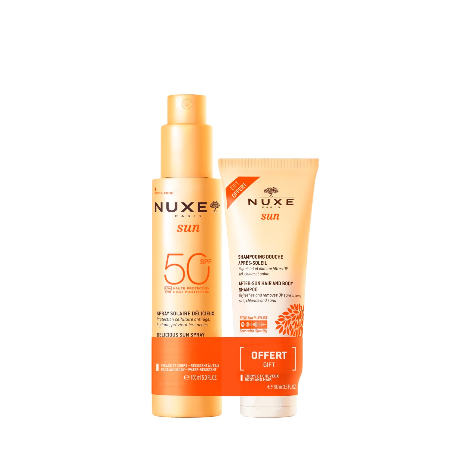 Nuxe Sun Zestaw (Mleczko w sprayu SPF50 150ml + Żel pod prysznic po opalaniu 100ml) 