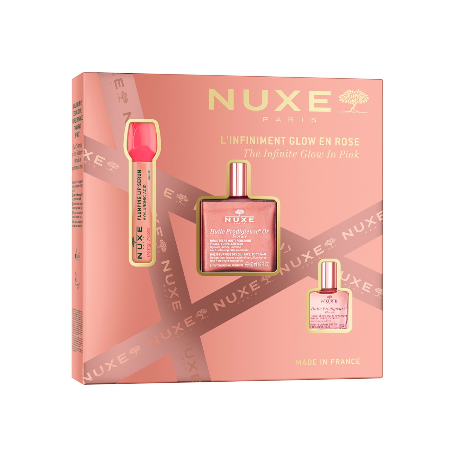 Nuxe zestaw Glow: HP Or Florale 50ml + Very Rose Serum do ust 8ml + HP Florale 10ml