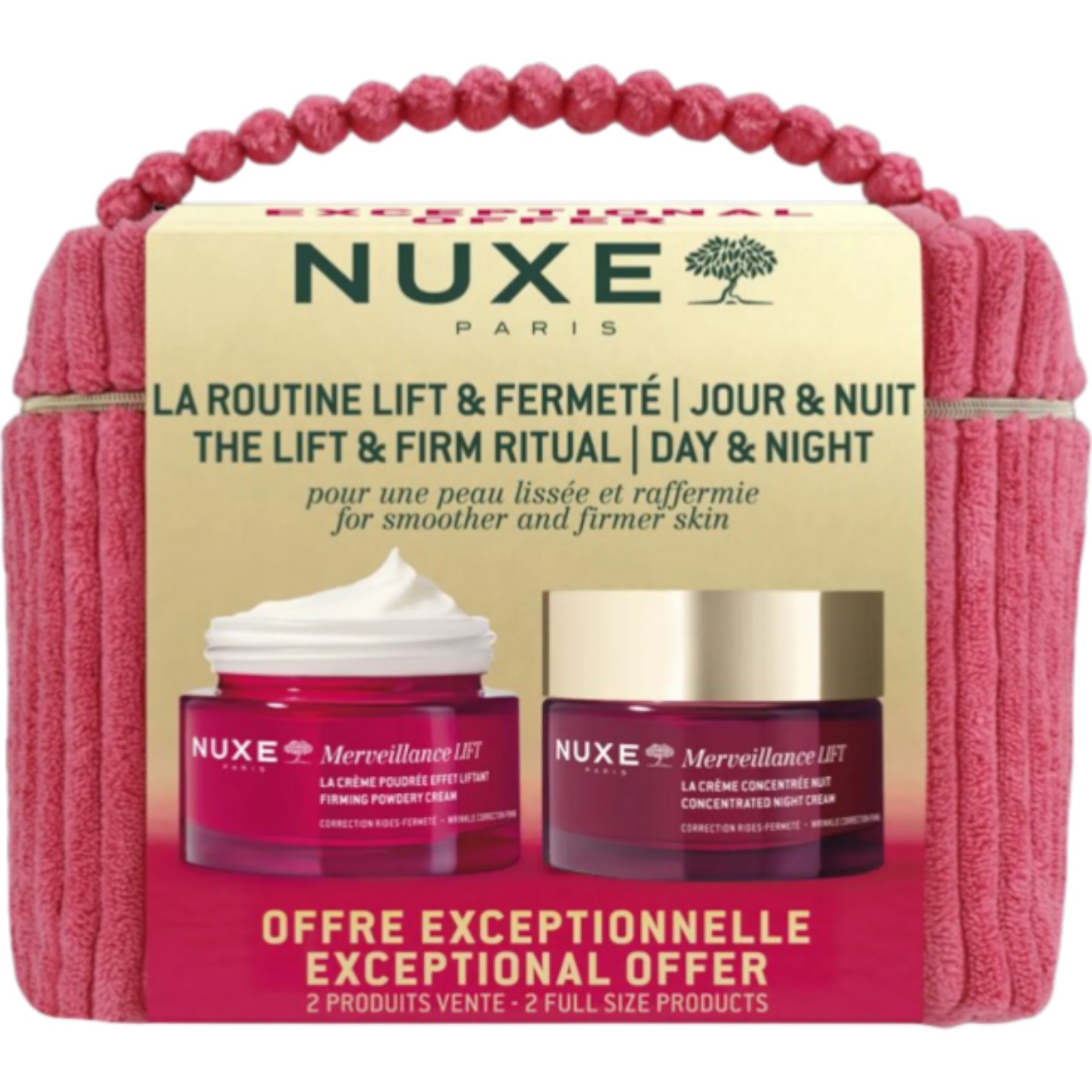 Nuxe Zestaw Merveillance Lift: Krem na dzień 50ml + Krem na noc 50ml + Kosmetyczka