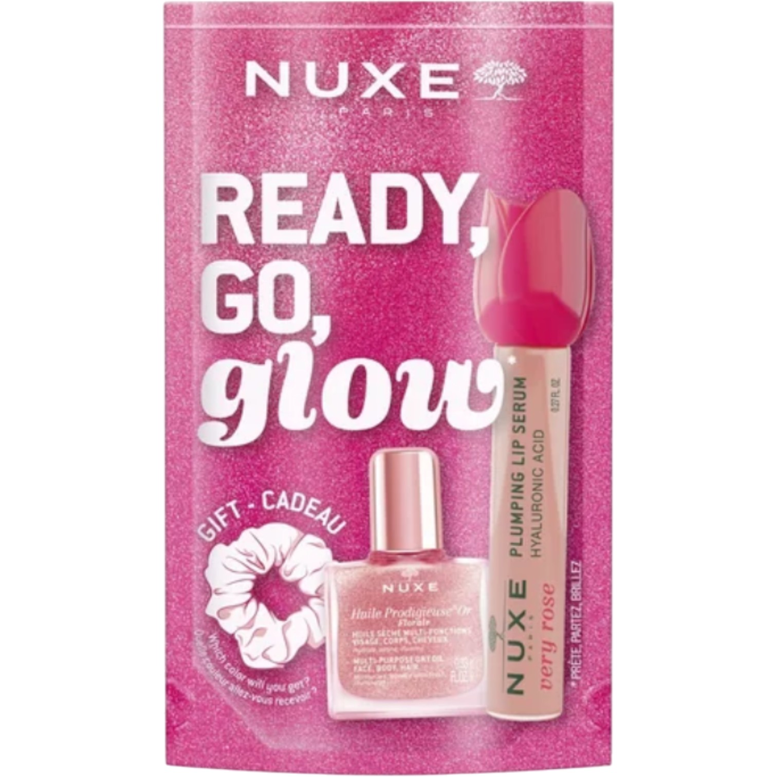 Nuxe Zestaw: Very Rose Serum do ust 8ml + HP Floral Or 10ml + Gumka do włosów