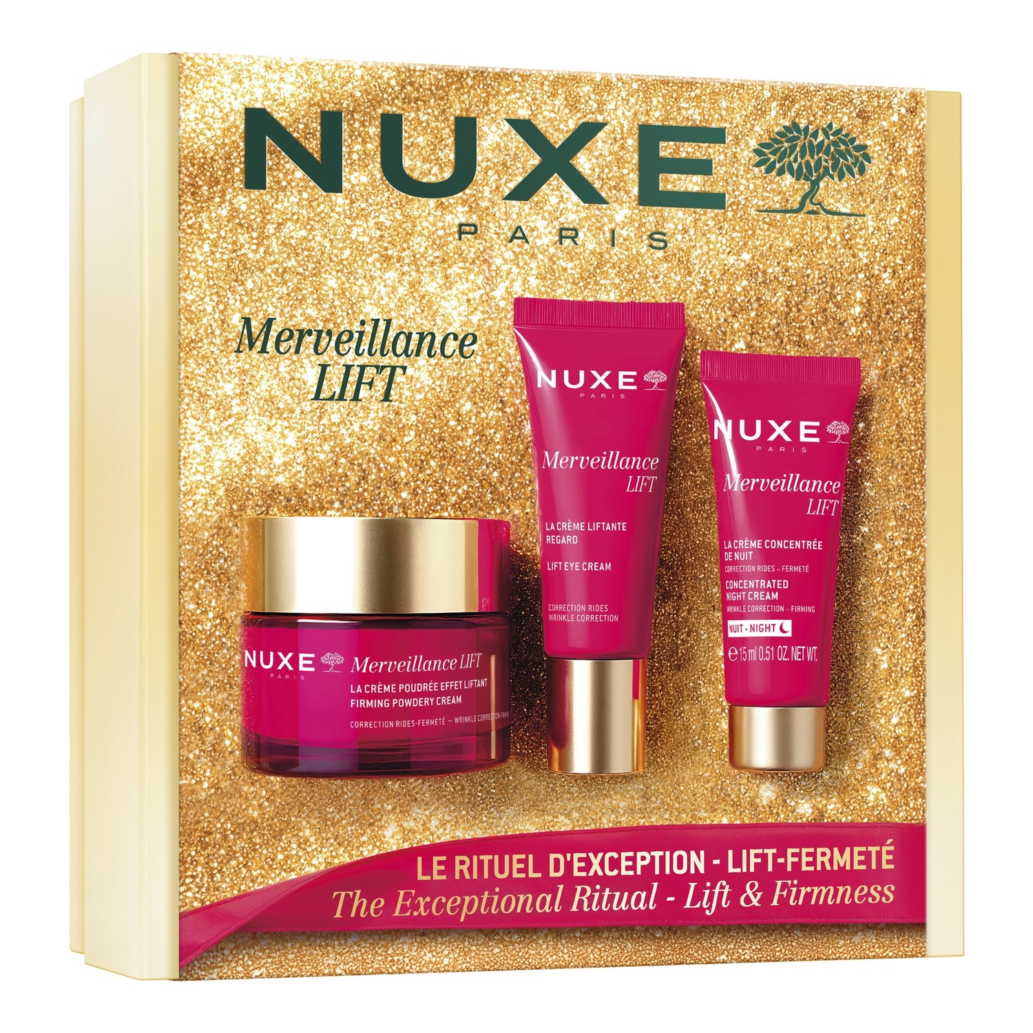 Nuxe Merveillance Lift: Krem 50ml + Krem pod oczy 15ml + Krem na noc 15ml