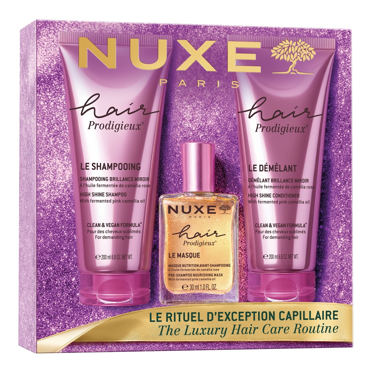 Nuxe zestaw Hair Prodigieux: Szampon 200ml + Odżywka 200ml + Maska Pre-Shampoo 30ml