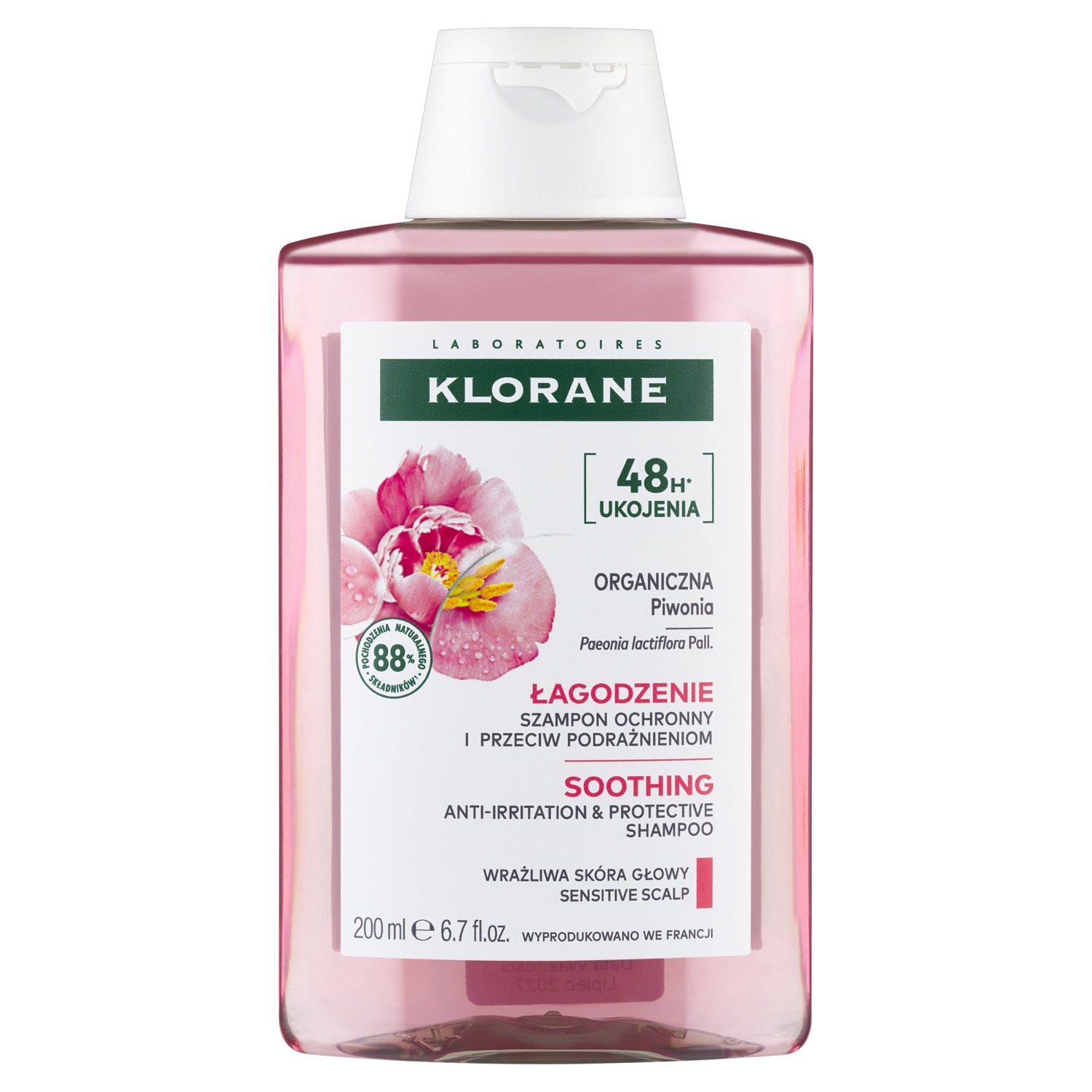 Klorane Łagodzenie Szampon z piwonią, 200 ml