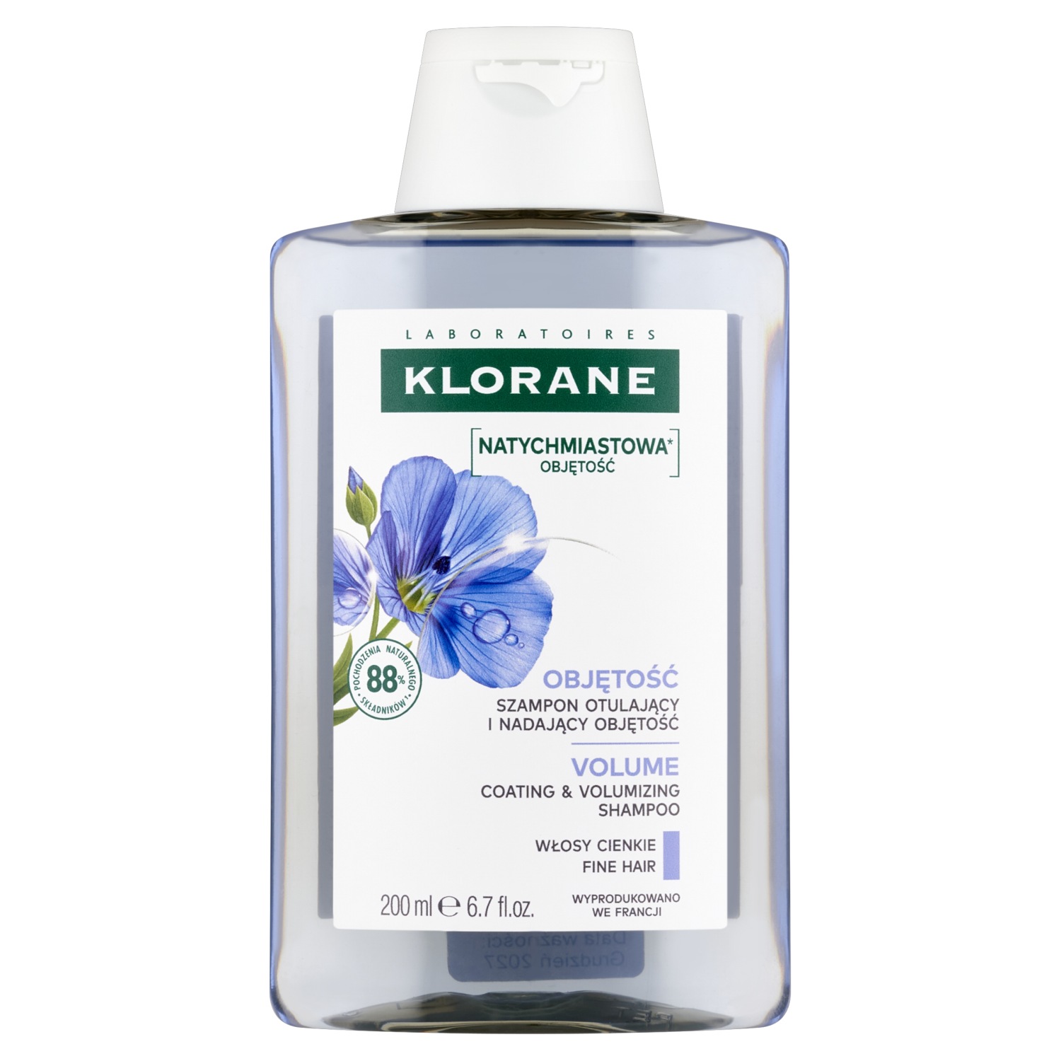 Klorane Objętość Szampon otulający i nadający objętość, 200 ml