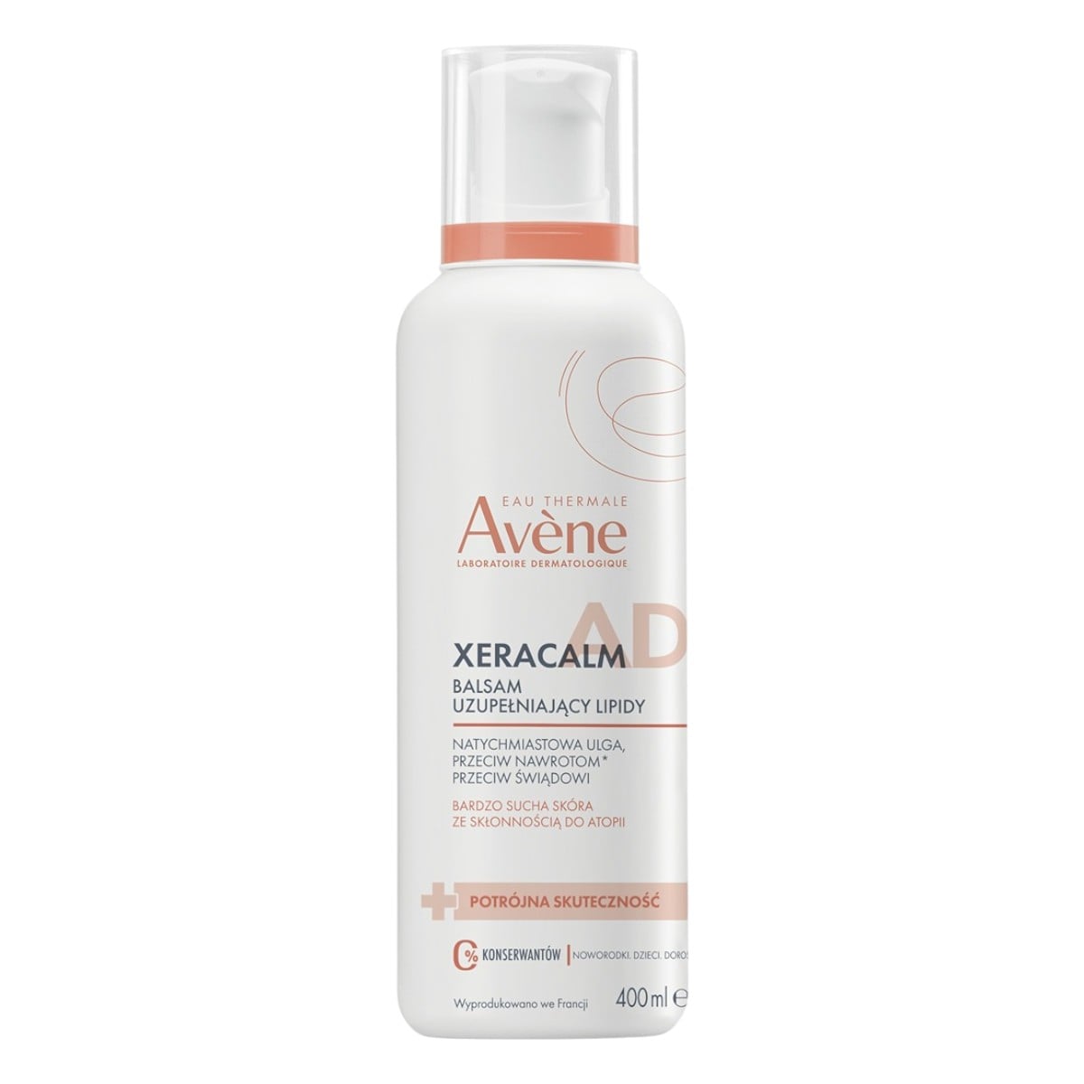 Avène XeraCalm A.D Balsam uzupełniający lipidy do skóry bardzo suchej, atopowej i nadwrażliwej, 400 ml