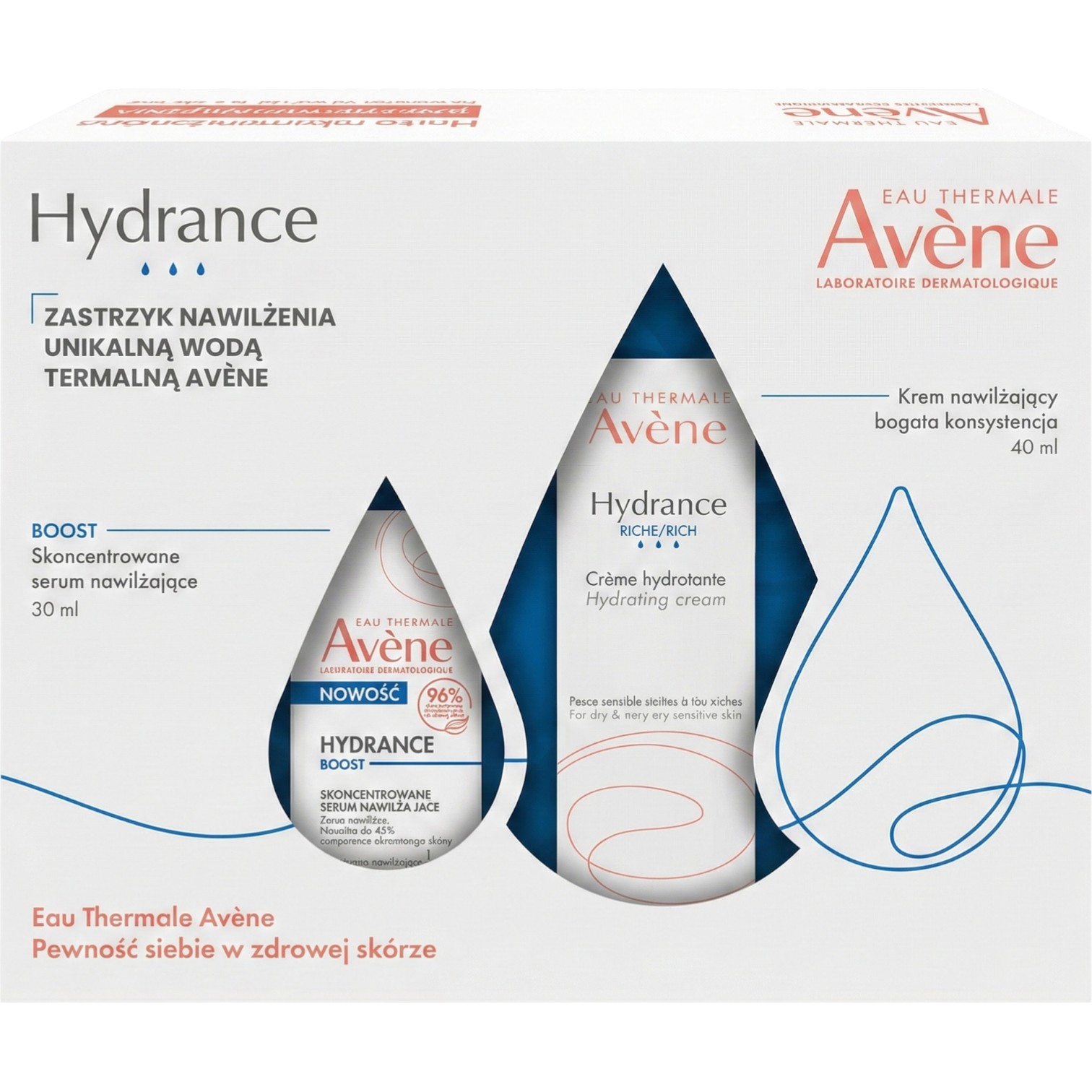 Avene Set: Hydrance Boost, Siero Concentrato 30Ml + Crema Consistenza Ricca 40Ml