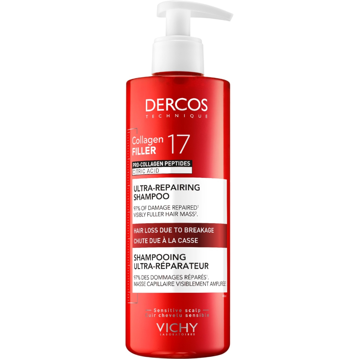 Vichy Dercos Collagen 17 Filler Ultraregenerujący szampon do włosów, 400 ml