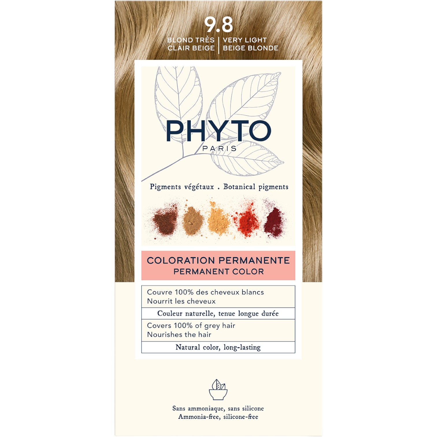 Phyto Color Farba do włosów 9.8, Bardzo Jasny Beżowy Blond 