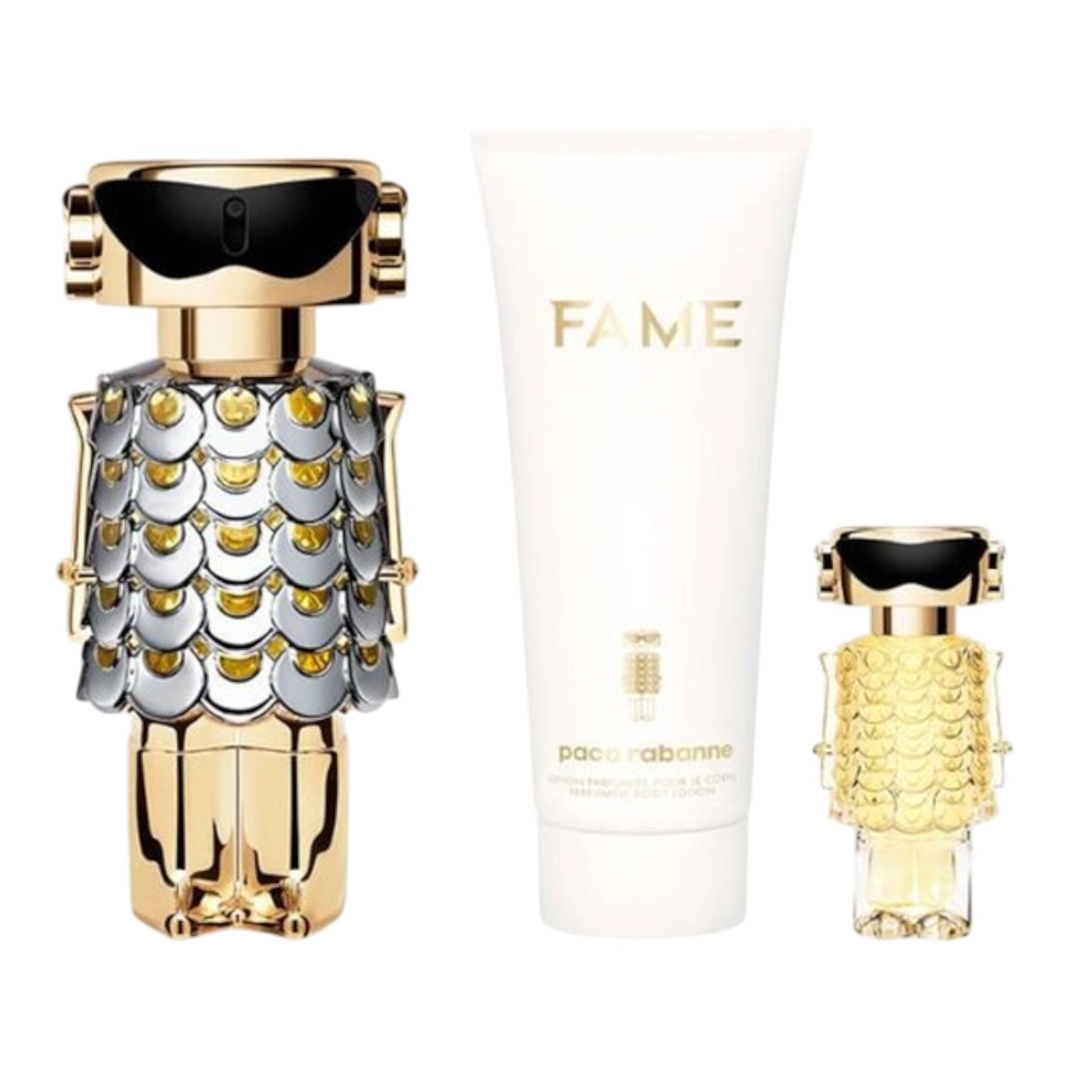 Rabanne Fame Zestaw dla kobiet: Woda perfumowana 80 ml + Balsam do ciała 100 ml + Woda perfumowana travel size 4 ml