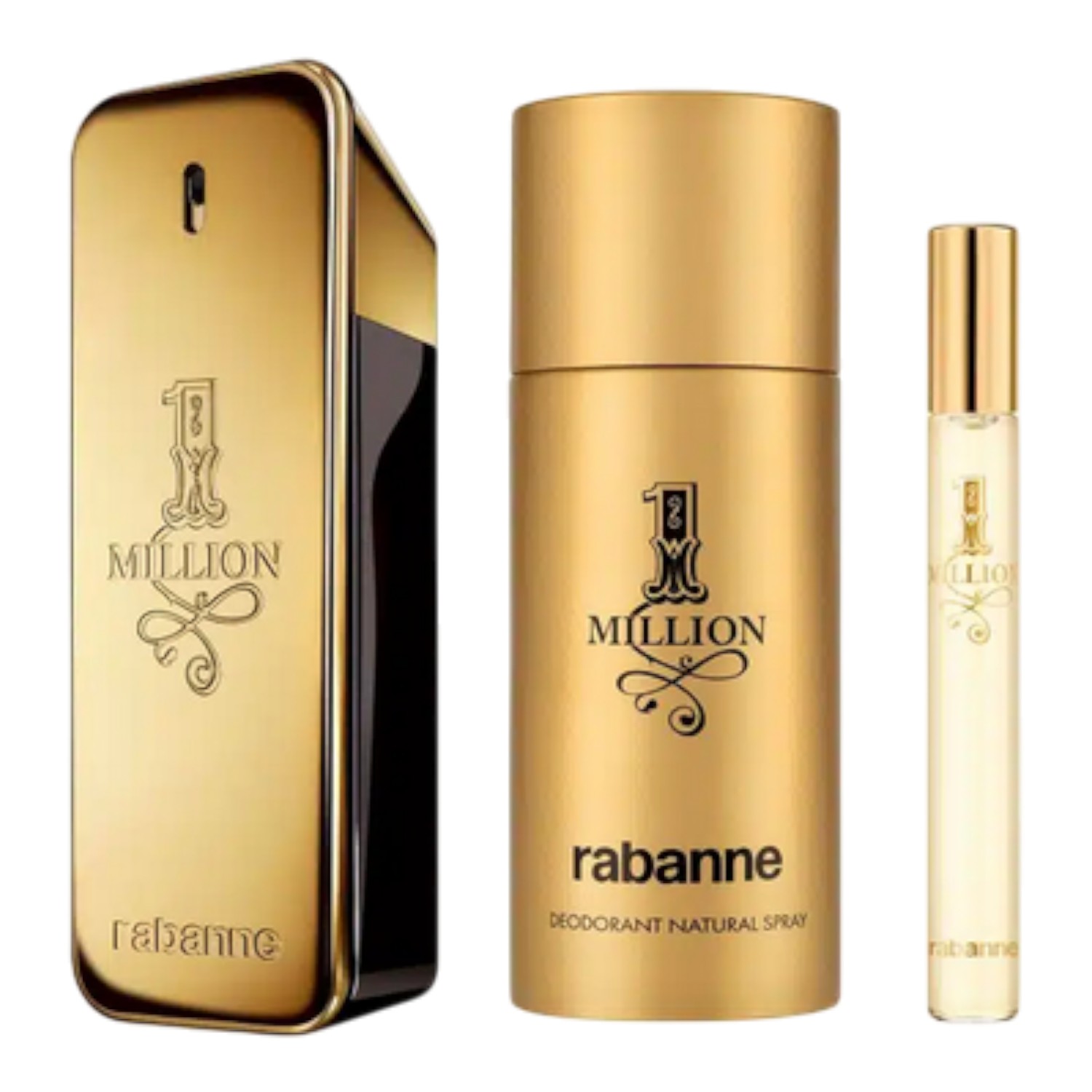 Rabanne One Million Zestaw dla mężczyzn: Woda toaletowa 100 ml + Woda toaletowa travel size 10 ml + Dezodorant w sprayu 150 ml